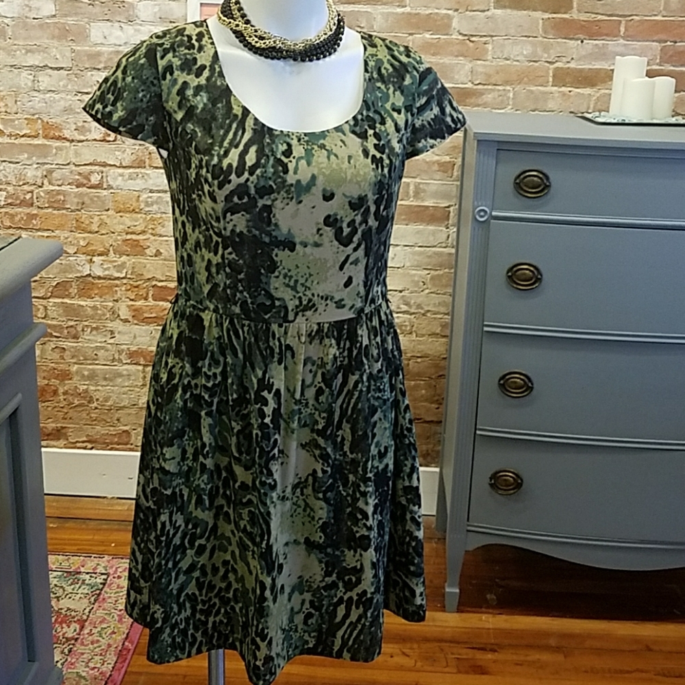 Black & Green Print Dress